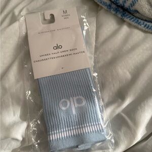 ALO Yoga Sky Blue Unisex Half-Crew Socks